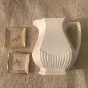 Ironstone English Pitcher & sm trinket plates
